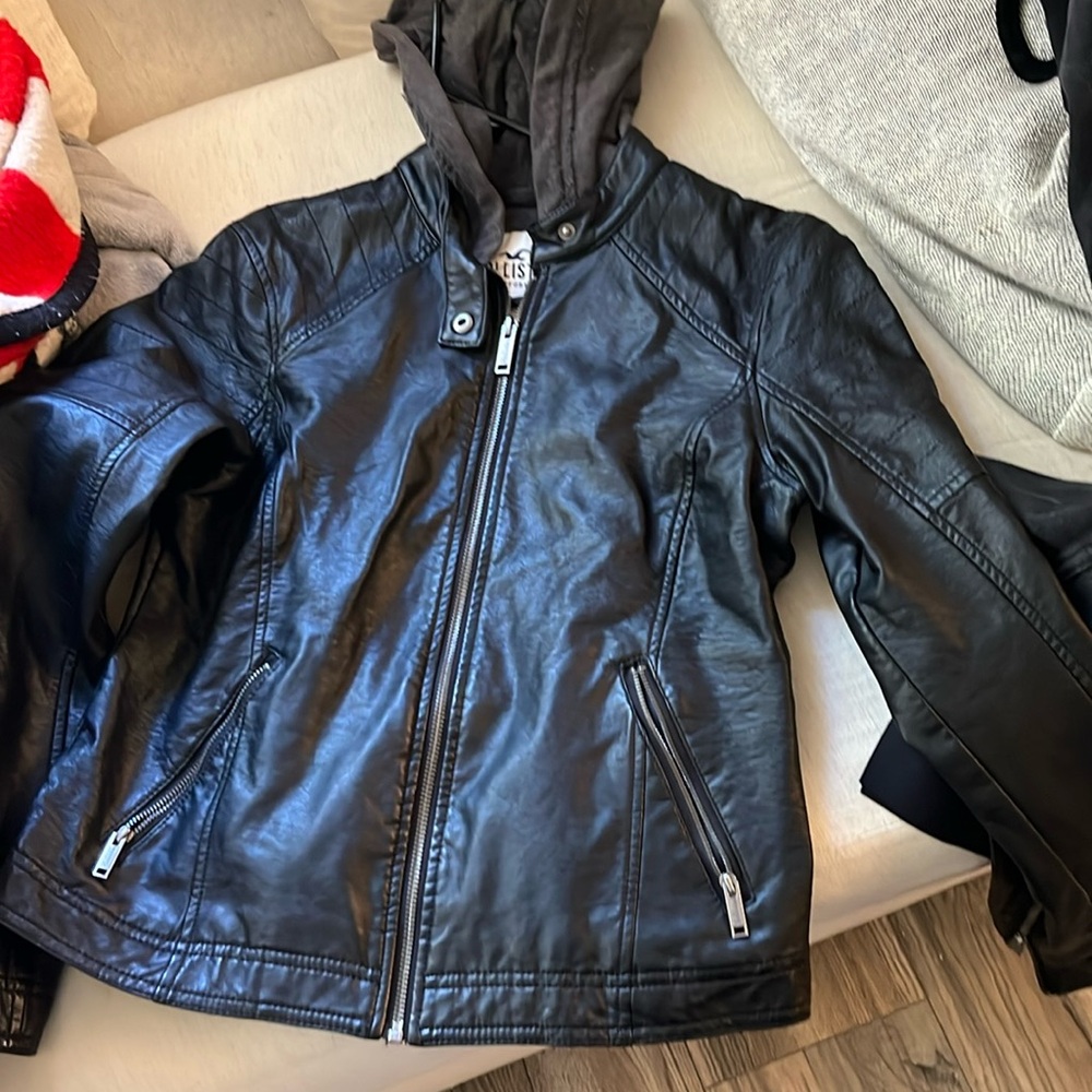 Faux leather, Hollister black jacket